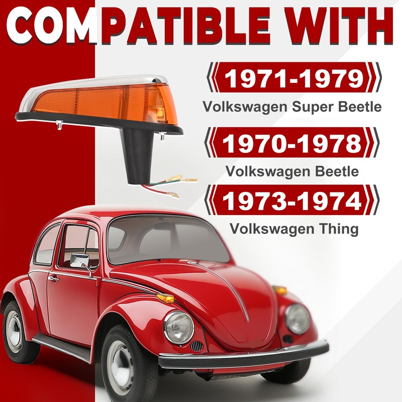 HECASA Turn Signal Light Assembly Compatible with 1970-1979 VW BUG