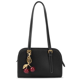 Shoulder Bag Red Purse for Women Leather Swing Bag Zip Handbag Burgundy Purse with Cherry Pendant