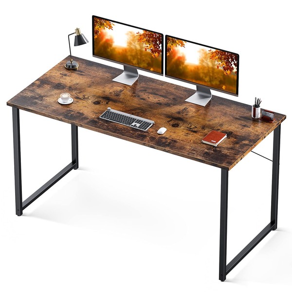 Coleshome 55 Inch Computer Desk, Modern Simple Style Desk for Home Office, Study Student Writing Desk,Vintage