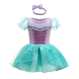 Lito Angels Baby Princess Mermaid Costume Bodysuit Onesie Romper with Headband Infant Fancy Dress Up Birthday Party Outfits Age 9-12 Months Purple 297