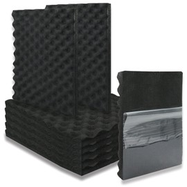 BXI Soundproofing Closed Cell Foam - 8 Pack Self-adhesive 16'' X 12'' X 1'' Thickened Egg Crate Sound Proof Foam - Acoustic Foam Panels Great for Noise & Thermal Insulation (Black)