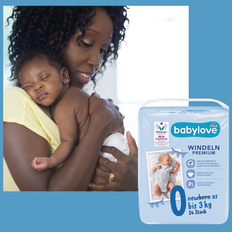 babylove Nappies Premium Extra Soft Size XS, Newborn up to