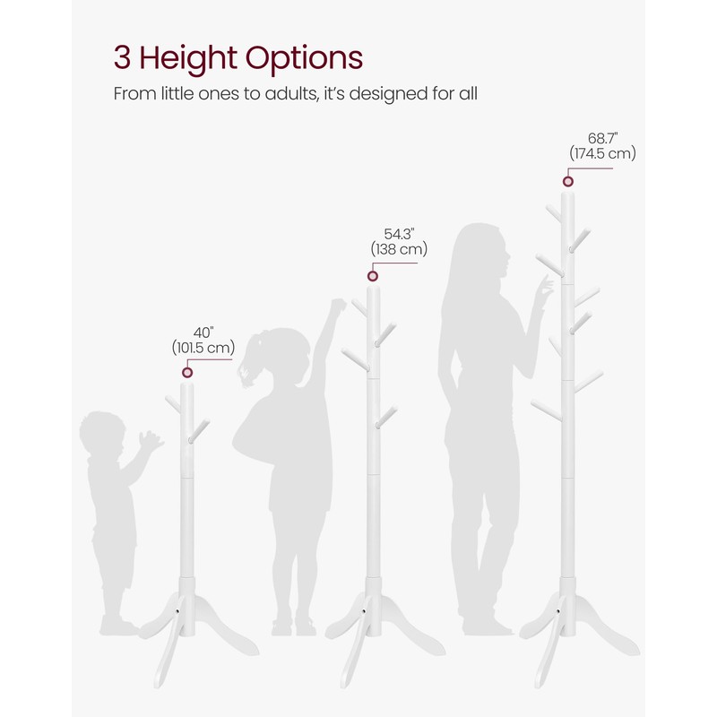 VASAGLE Solid Wood Coat Rack, Free Standing Tree-Shaped Coat Rack