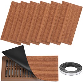 6 Pcs Magnetic Vent Covers for Home Floor Vent Covers with Magnetic Strip Compatible with All Materials for Floor Wall Ceiling Vents RV HVAC Air Registers Furnace (Wood Grain Color, 7.9 x 15 Inch)