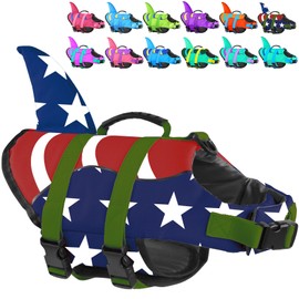 Fragralley Shark Fin Dog Life Jacket, High Buoyancy with Tear-Resistant Nylon of Dog Swim Vest, Pet Life Preserver for Small Medium Large Dogs, Puppy Float Vest for Swimming and Boating