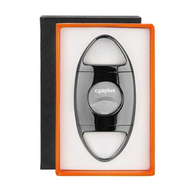 Cigar Cutter Stainless Steel Double Blade Guillotine with Leather Pouch Cigar Cutter for Precise Prefect Cut Grey