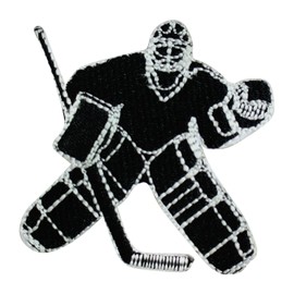 Hockey patch, goalkeeper patch Embroidered Iron on Sew on Patch Badge for Clothes etc. 8x6cm