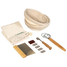 NutriMill Sourdough Bread Proofing Starter Set Kit with 9" Banneton Baskets