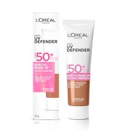 L'Oréal Paris UV Defender Efecto Make Up FPS 50+ 3.0 Medio, Alta Protección Solar Con Tecnología de Maquillaje, 12 Horas Alta Cobertura, 30g