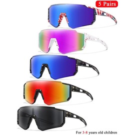 Kid's Outdoor Sports Tinted Lens Sunglasses, Windproof Shield Frame Sunglasses for Girls & Boys, Fashionable Accessories for Cycling Hiking Fishing Travel Beach Vacation:_Multicolor9_one-size