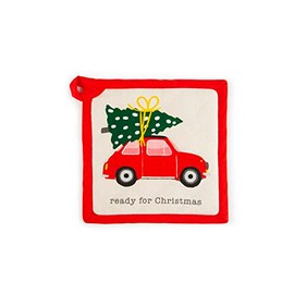 Excelsa Ready for Christmas Pot Holder, 20 x 20 cm, 100% Cotton Lining, Polyester Filling