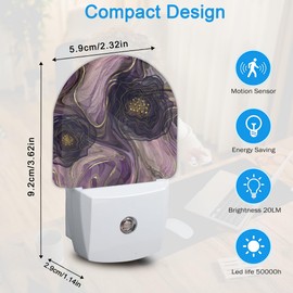 YESPOAK Abstract Purple Gold Fluid Dusk to Dawn Night Light, Auto Sensor Lamp Home Indoor Stairway Kitchen Corridor, Night Lights Plug Into Wall Decor, Boys Girls Women Men Room Gifts