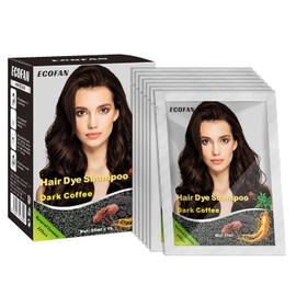 ECOFAN 10 Pcs Champú Semipermanente para Color de Cabello - Tinte Instantáneo 3 En 1 para El Cabello para Hombres y Mujeres, Ingredientes Herbales para Cobertura 100% Gris (Café Oscuro/Marrón Oscuro)