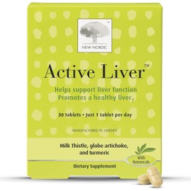 NEW NORDIC Active Liver, Daily Liver Supplement, Milk Thistle, Artichoke & Turmeric, for Men and Women, 30 Count (Pack of 1)