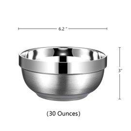 Yalilong Set of 2 Heat Insulated Stainless Steel Bowls, SUS 304, Double Walled Multipurpose, Perfect Snack Bowls for Serving Ice Cream or Hot Soup, Cereal, Rice, Noodles, Salad (30 ounces)