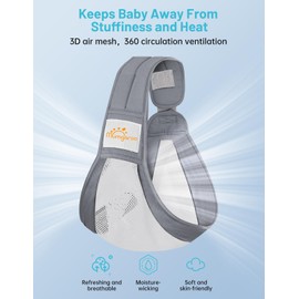 Tragetuch Baby, Mumgaroo Babytrage Neugeborene ab Geburt, On the Go Multifunktionale, Atmungsaktives Netzstil, für Babys von 0 bis 36 Monaten, Kleinkinder bis 15kg, für Sommer