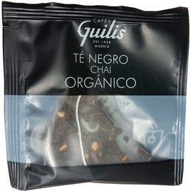 CAFES GUILIS DESDE 1928 AMANTES DEL CAFE Organic Black Chai Tea in Leaf Box 15 Pyramids - Pack of 4