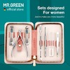 7-in-1 Manicure Set with Stylish Pink Striped Case