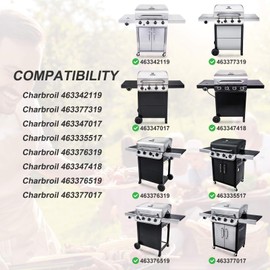 Adviace Grill Parts Kit Compatible with Charbroil 463342119 463377319 463347017 463335517 463376319 463347418 463376519 Grills, 4-Pack Grill Burners & Heat Plates & Igniters, 3-Pack Crossover Tubes
