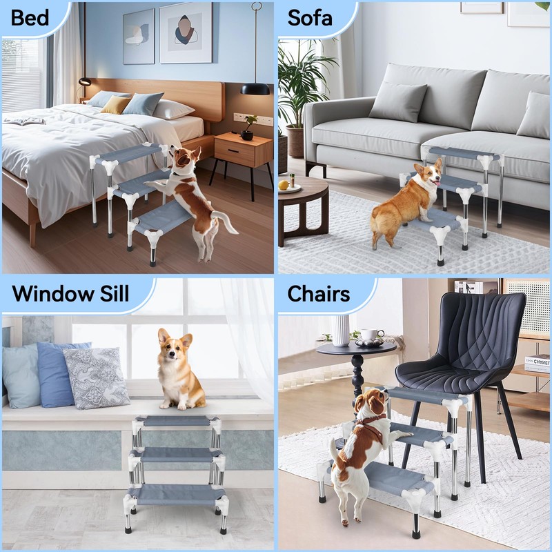 Makerfire Dog Stairs for Small Dogs (3-Step), Dog Steps for