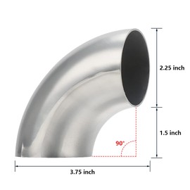 Autarboor 3 Pcs OD 2.25 Inch 90°Mandrel Bend Elbow, 304 Stainless Steel Exhaust Pipe Elbow, Thickness 1.5 mm Elbow Exhaust Tubing for Car Exhaust Modified Elbow Pipe, Stair Handrail, Pipe Turning