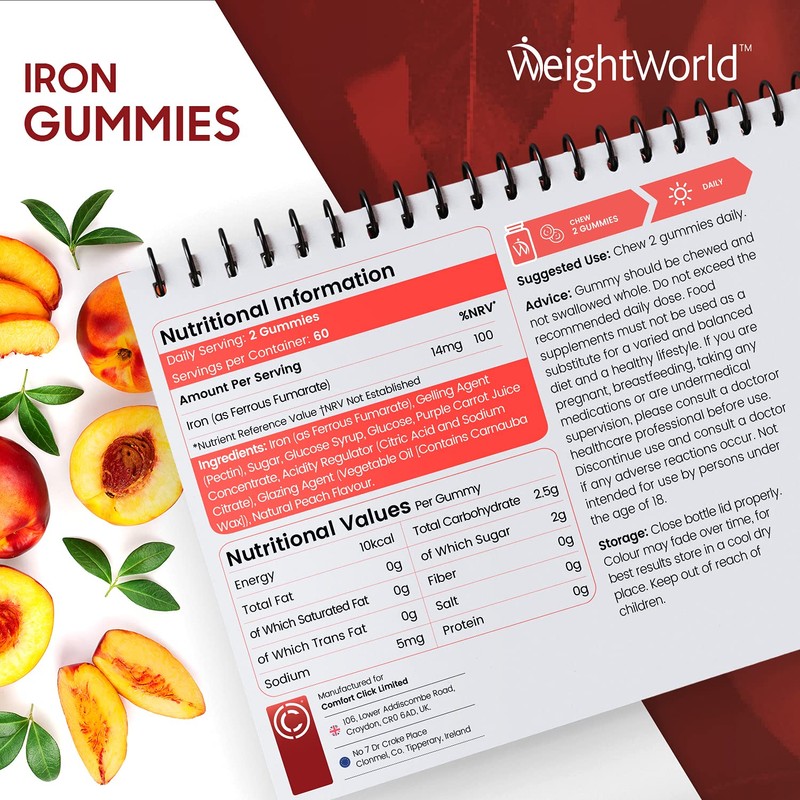 Iron Gummies 14mg – 120 Vegan Ferrous Fumarate Gummies(2 Months