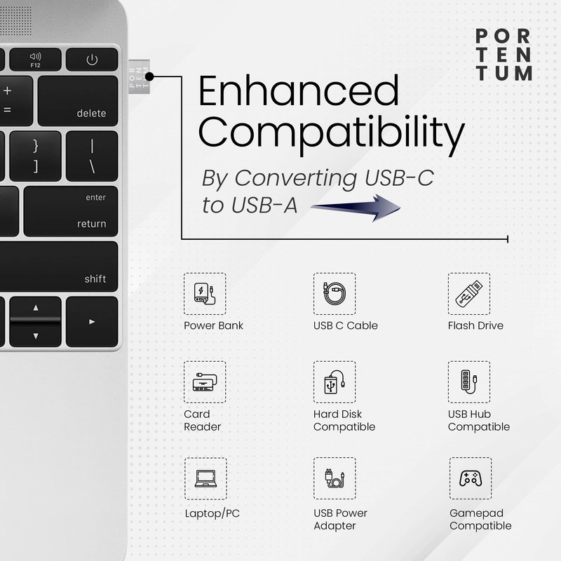PORTENTUM USB c to USB Adaptor - 3 Units -
