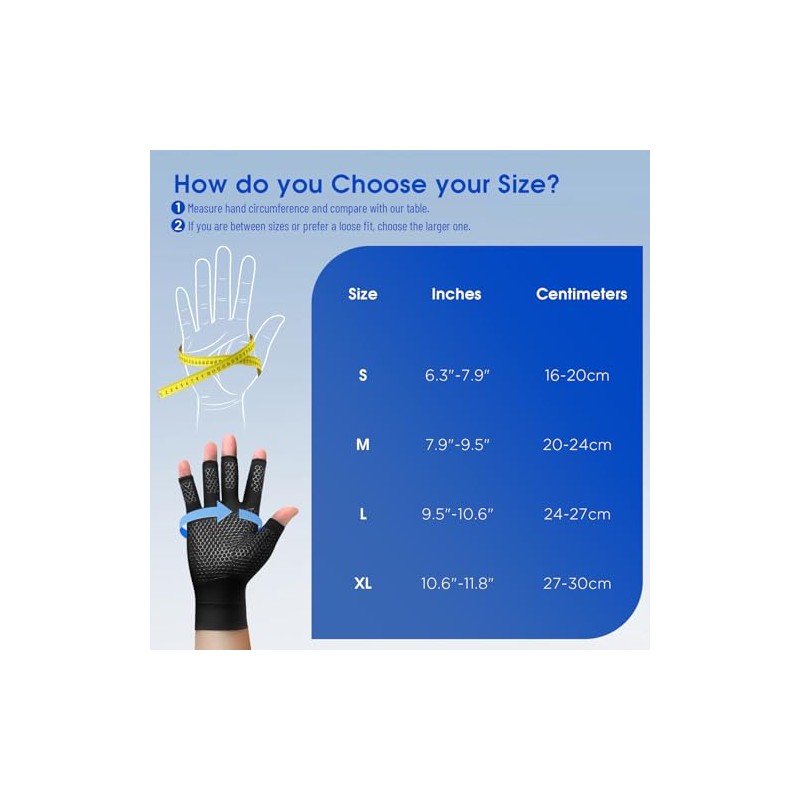 Copper Arthritis Compression Gloves Joint Support (XL, 1 Pair)