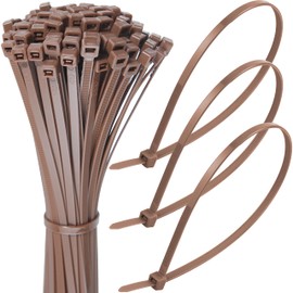 Coloured Cable Ties - 100 pcs Brown Zip Ties for Secure Cord Management - Heavy Duty Up to 54.4 kg Tensile Strength - 150 x 3.6 mm Tie Wraps With Auto-Locking Mechanism - Just Cable Ties