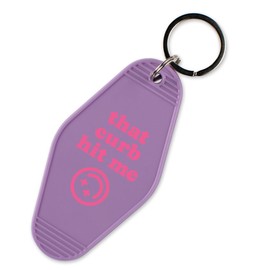 TeesAndTankYou That Curb Hit Me Vintage Style Motel Keychain Key Tag 3.5" Lavender