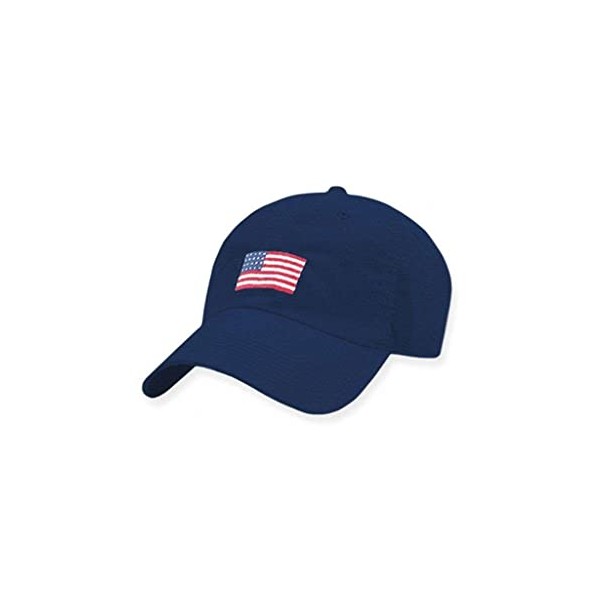 American Flag Needlepoint Performance Hat by Smathers & Branson Navy