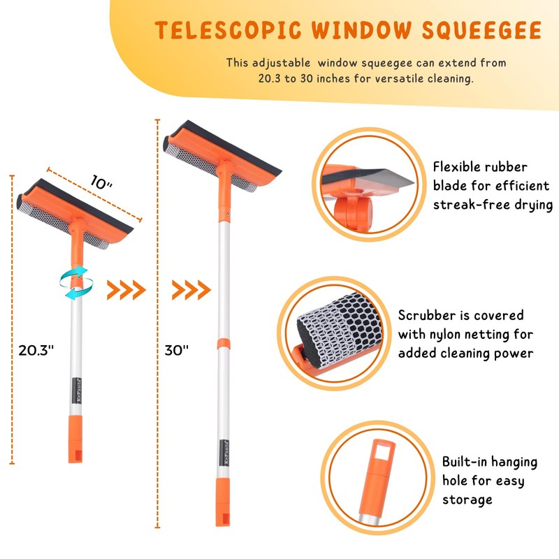 Window Squeegee for Home, Car Windshield Cleaner Tool with Extension