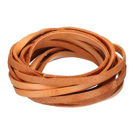 sourcing map 3.3 Yards 5mm Flat Leather Cord, Leather Lacing Strips for DIY Crafts Pure Brown