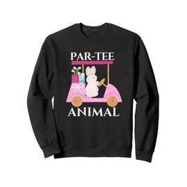 Par-Tee Animal Golfer Bunny Golf Cart Cocktail Drinks Bow Sweatshirt