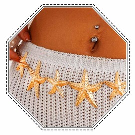 Jovono Starfish Boho Waist Body Chain Gold Starfish Belly Belt Chains Beach Summer Body Jewelry for Women One Size /No Gemstone, /, No Gemstone