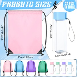 Honeydak 24 Pcs 17 oz Plastic Water Bottles Bulk and Drawstring Backpack Set Reusable Flip Top Leakproof Water Bottles with Handle for Adults Sports Gym Travel Party Outdoor End of Year Gifts