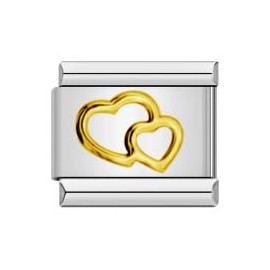 Cross Crucifix Heart Star Butterfly Ying Yang Dolphin King Queen Peace Silver Gold 9mm Italian Link Charm Compatible With Nomination Bracelet Mum Mom Mother Daughter (Gold Hearts)