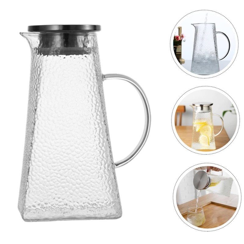 BIUDECO Elegant Glass Water Pitcher Cold Water Kettle Lid for