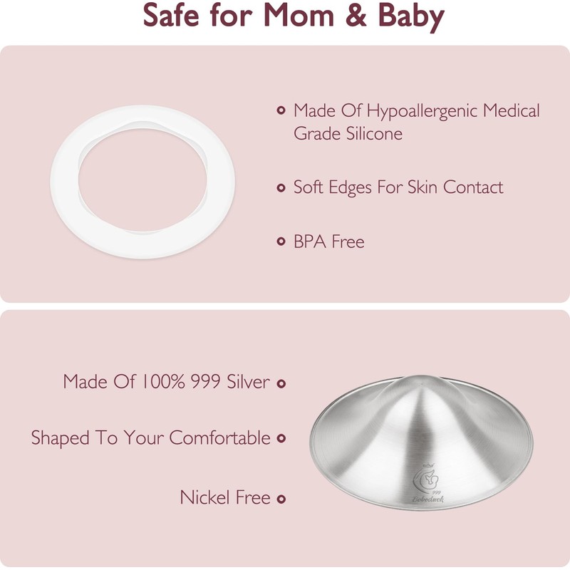 Boboduck 999 Silver Nipple Covers Breastfeeding - The Original Silver