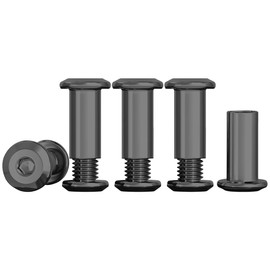 Drenky Connecting Screws Black M4 Sleeve Nuts 304 Stainless Steel Screws Barrel Nuts Kit M4 X 16mm Hexagon Furniture Bolts 10 Sets Flat Hex Bolt for Bed, Door, Table, Chair, Worktop, Cabinet