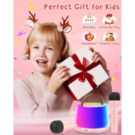 RoyAroma Mini Karaoke Machine for Kids, Portable Bluetooth Speaker with 2 Wireless Mic...