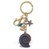 Aqua79 Shells Keychain - Gold 3D Sparkling Charm Rhinestones Fashionable