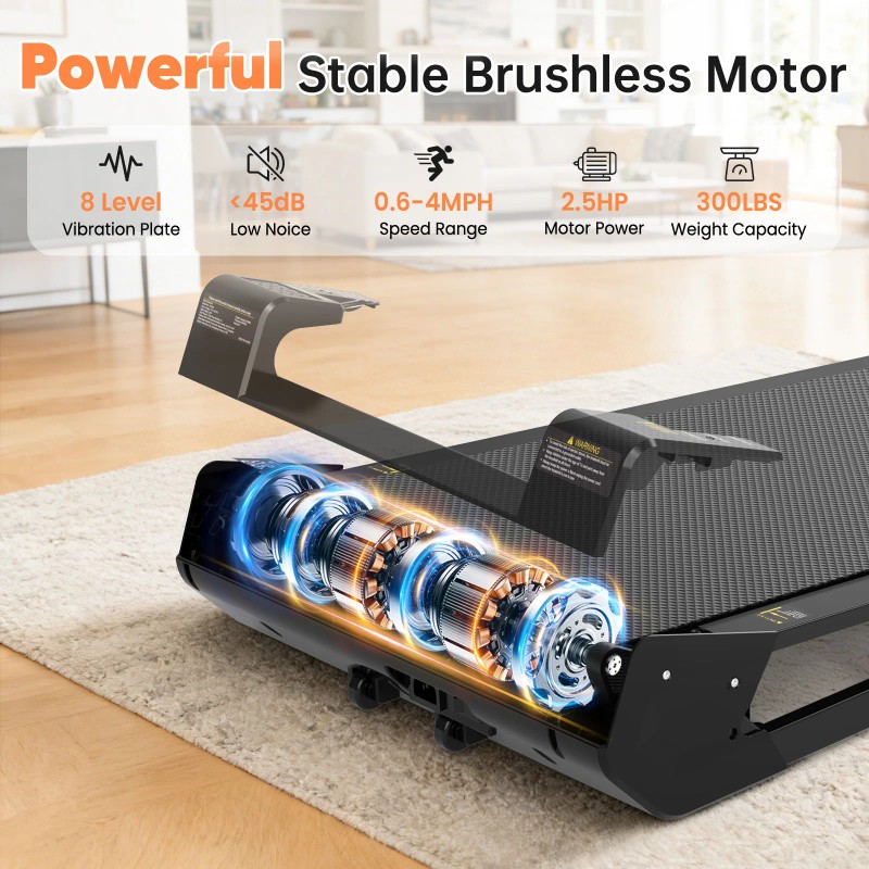 AKLUER 2-in-1 Compact Walking Pad Treadmill Vibration Plate Manual Incline
