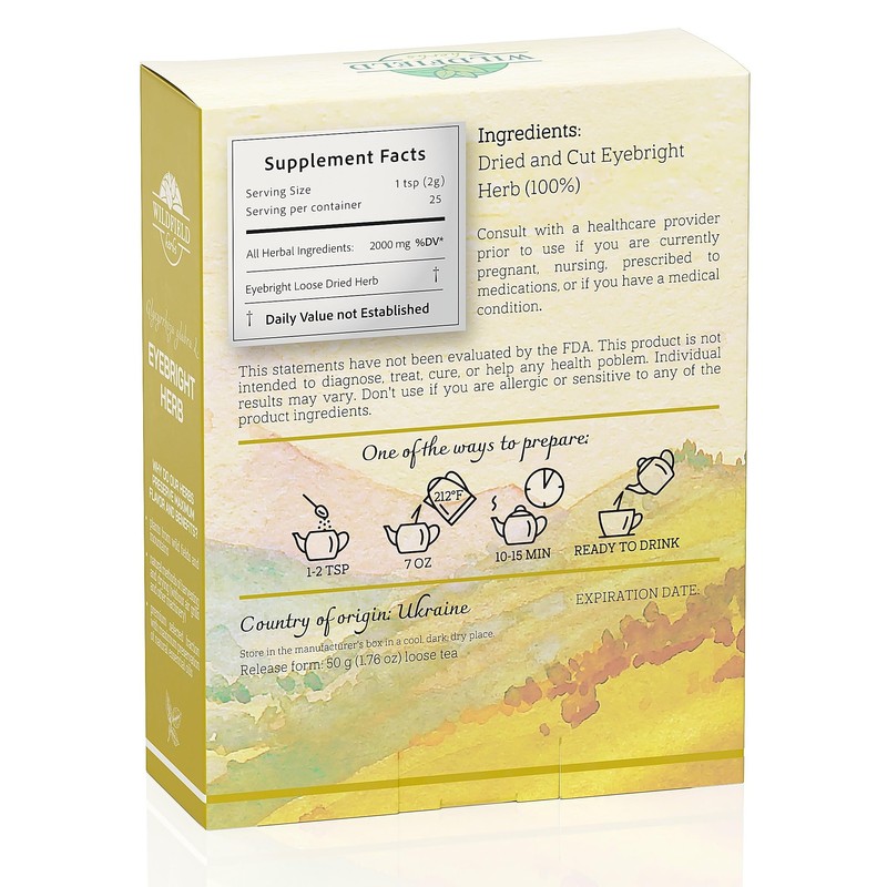 1.8 oz Eyebright Herb Tea Eyesight Tea (Euphrasia) -Tea Bags