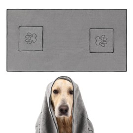 POHOVE Dog Towel, Ultra-Absorbent Luxury Dog Towel Dries Pets Quickly, Absorbent Microfibre Large Dog Towel with Hand Pockets 100 * 50cm for All Breeds Puppy Kitten.