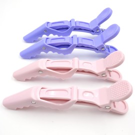 Yamel Crocodile Hair Clips Pink and Purple 4 pcs Plastic Non-Slip Grip Hair Clips for Styling Sectioning for Women or Girls Salon Home Use