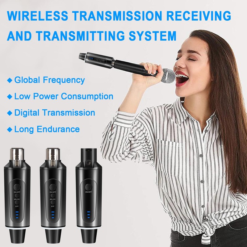 Depusheng S5 Wireless Guitar Transmitter Receiver with 2 Wireless XLR