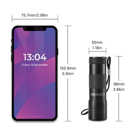 UV Flashlight Black Light, Consciot 12 LED 395nm Ultraviolet Blacklight, Portable Mini Torch Light Pet Urine Detector for Dog/Cat Urine, Dry Stains, Bed Bug, Matching with Pet Odor Eliminator