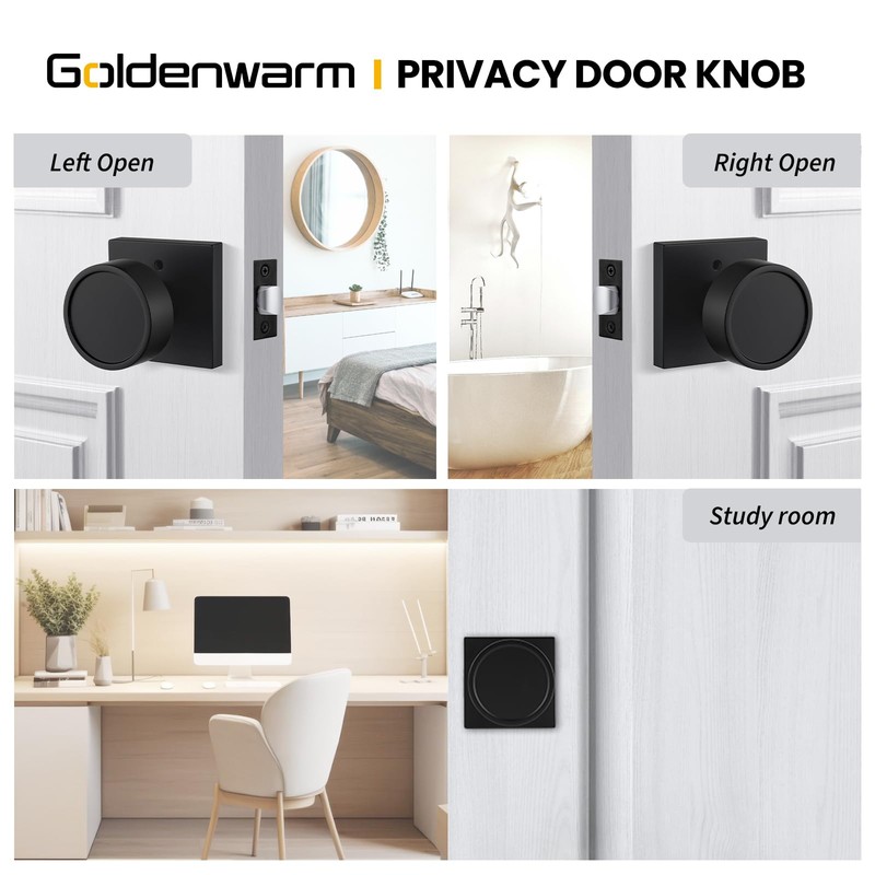 Goldenwarm Black Door Knobs, Matte Black Interior Door Knobs, Heavy