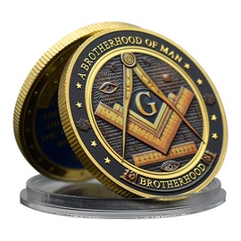Freemasonry Challenge Coin - Brotherhood of Man, Faith Hope Charity, King Solomon Design, 1.57 Inch Coin for Masonic Gifts and Symbolic Meaning